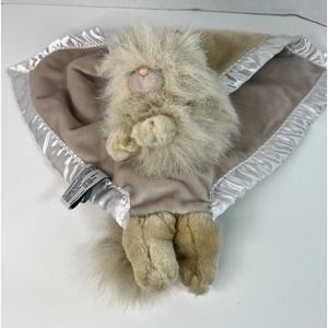 My Banky Cat Lion Lynn Beige Baby Lovey Security Blanket Plush w/ Satin Trim